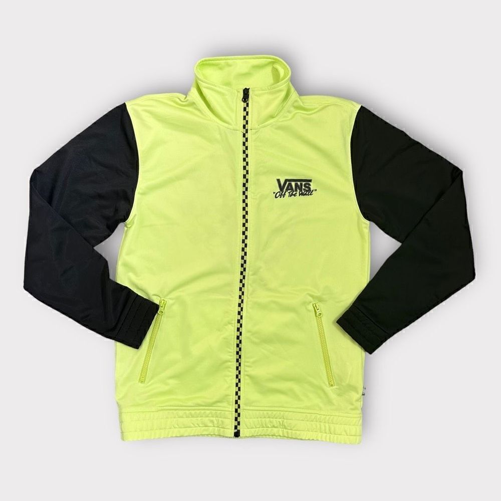 Vans Winner's Circle “Off the Wall” Track Zip Jacket Size S Neon Green Black